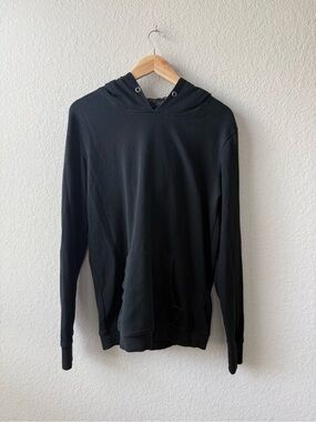 Kin Unisex Black Pullover Hoodie with Satin Lined Hood